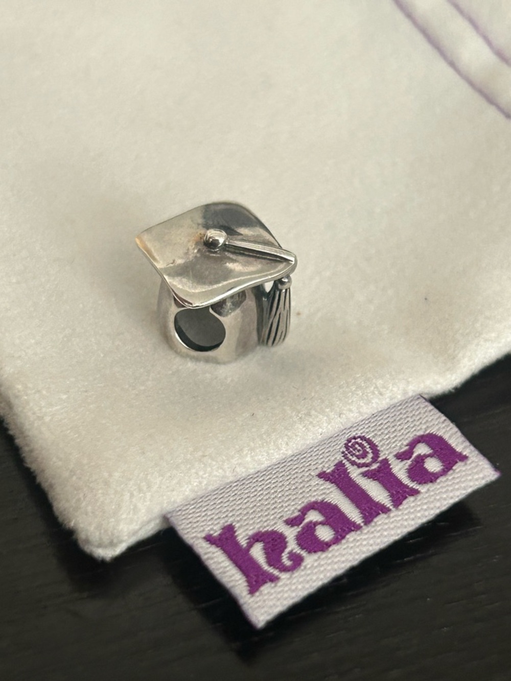 Pandora-style “Engravable Grad Hat” Charm - Sterling Silver